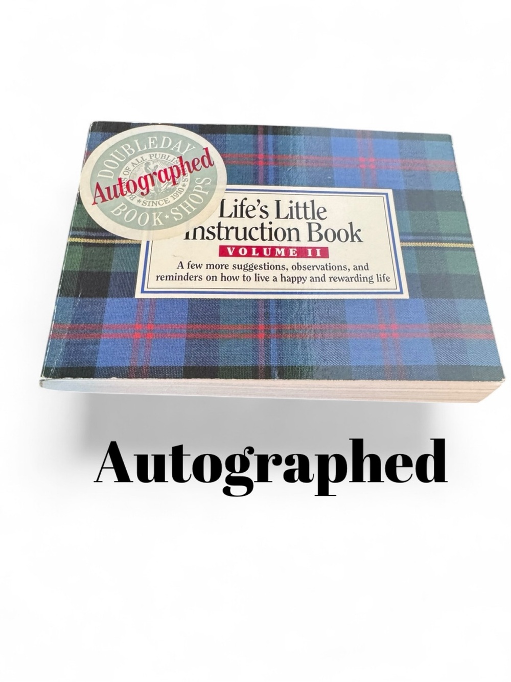 Life's Little Instruction Book Volume II - Blue Plaid Cover Autographed